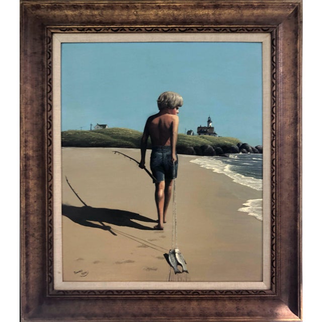 Realism Thomas Kerry, Boy With Fish, Painting For Sale - Image 3 of 3