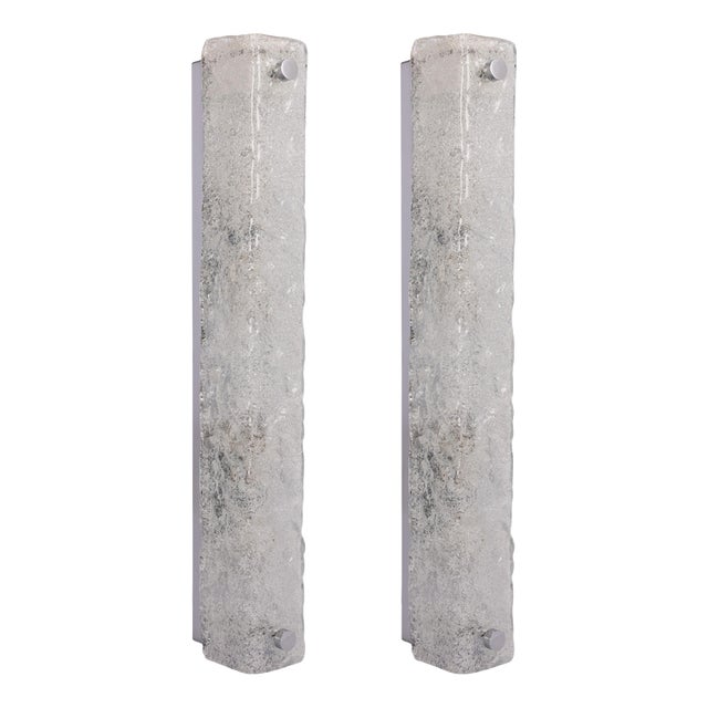 Large Modernist Murano Glass Wall Sconces from Hille, Germany, 1960s, Set of 2 For Sale