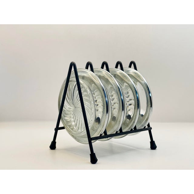 Vintage Silverplate & Glass Coasters- Set of Four For Sale - Image 10 of 12