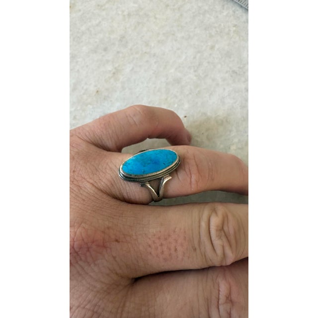Wonderful Vintage, Sterling, silver and turquoise ring size 8