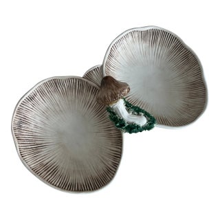 Vintage Trompe L’oeil Ceramic Italian Mushroom Serving Dish For Sale