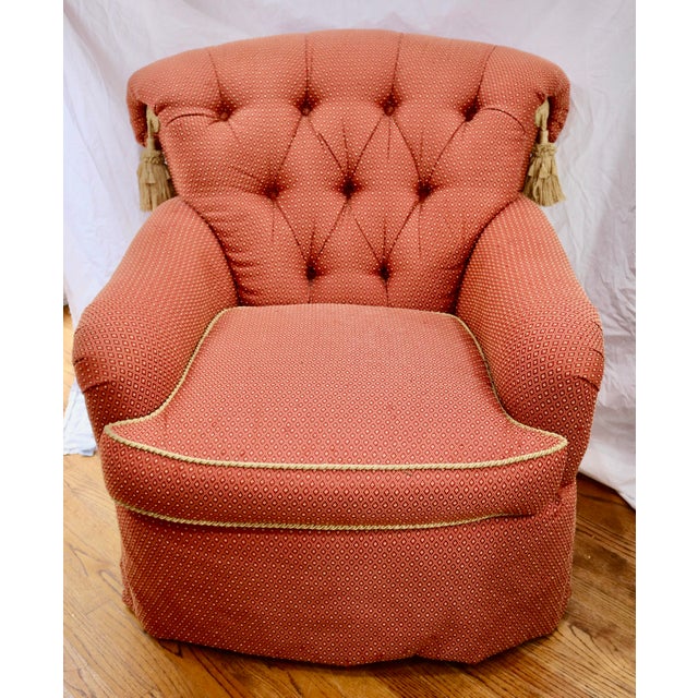 Late 20th Century Vintage Lillian August Collection Button Tufted Arm Chair For Sale - Image 5 of 6