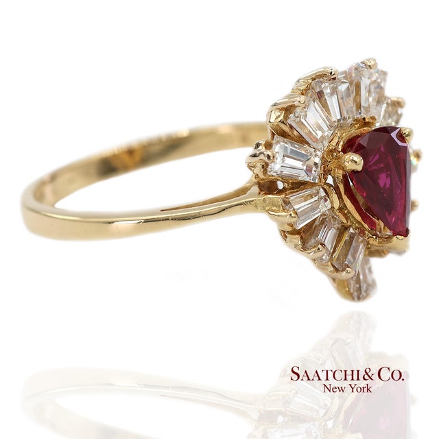 18k Gold Ruby and Diamond Ring Metal Type: 18k Yellow Gold Total Item Weight: 3.8 Grams Ring Size: 6.5 (Resizable)...
