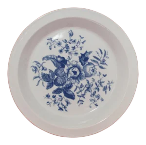 Vintage Royal Worcester White & Blue Porcelain Baking Dish Floral Rhapsody Pattern