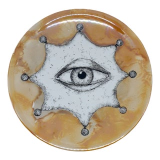 Octagon Eye Dinner Plate by Lithian Ricci For Sale