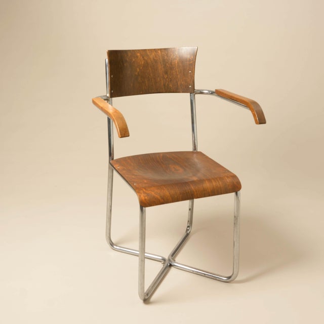 Wood Vintage Tubular Steel Chair, 1930s For Sale - Image 7 of 7