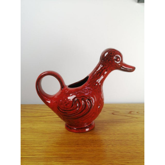 Red Mid-Century Red Glazed Duck Pot For Sale - Image 8 of 11