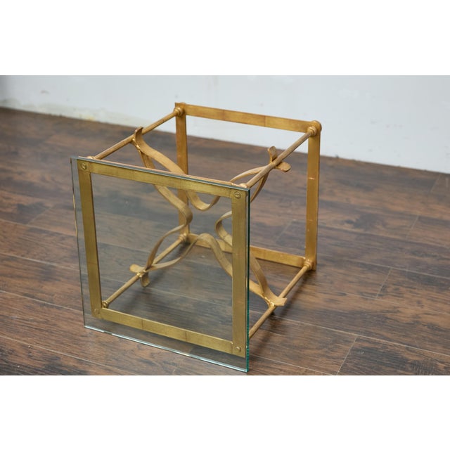 Mid-Century Modern Midcentury Italian Gilt Metal Cocktail Table - Glass Top and Star Stretcher For Sale - Image 3 of 12