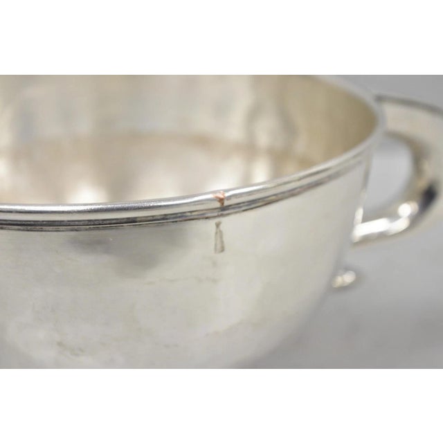 Antique Regency Silver Plated Thick Twin Handle Hand Hammered Trophy Cup Bowl For Sale - Image 10 of 16