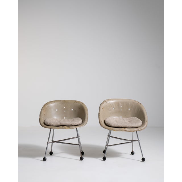 Pair of Mid-Century Modern Upholstered Chairs, Antique, France, Circa 1960 For Sale - Image 13 of 13