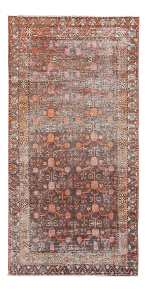 Antique Khotan Rug With Repeating Medallions in Burnt Orange and Deep Brown