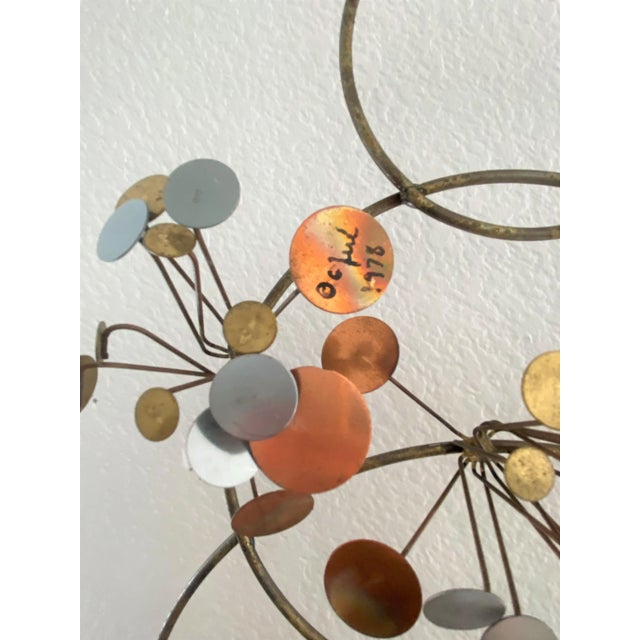 Metal Large Scale C. Jeré Copper, Chrome & Brass "Raindrops" Wall Art Sculpture Signed - #2 For Sale - Image 7 of 13