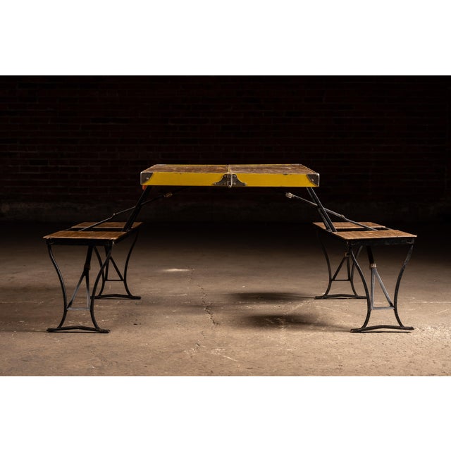Mid 20th Century Vintage Collapsible "Handy" Picnic Table and Chair Set by Milwaukee Stamping For Sale - Image 5 of 10