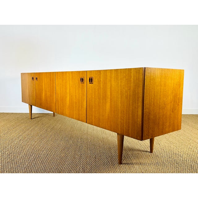 Scandinavian Teak Sideboard with Four Doors and Tapered Legs, 1960s For Sale - Image 9 of 18