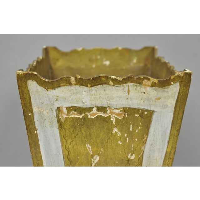 Vintage Italian Florentine Hollywood Regency Gilt Giltwood Wastebasket Trash Can For Sale - Image 15 of 17