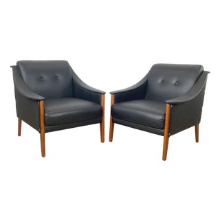 Pair Gio Ponti Style Modernist Armchairs For Sale