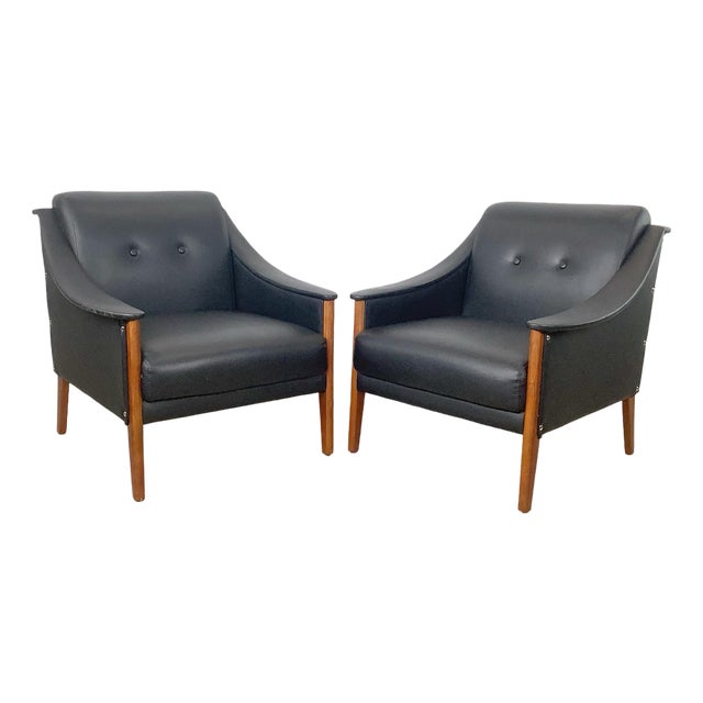 Pair Gio Ponti Style Modernist Armchairs For Sale
