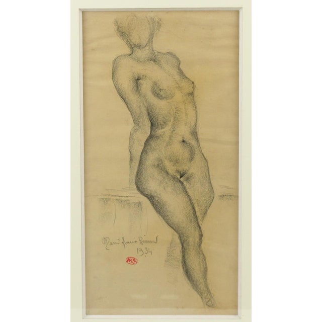 Nude Female Pencil Study Drawing by Marie Louise Simard, 1934 For Sale - Image 4 of 13