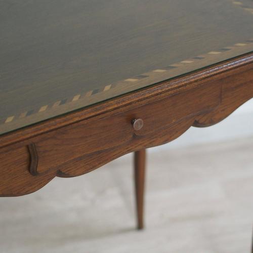 French Writing Desk with Glass Top and Inlays, Early 20th Century For Sale - Image 6 of 15