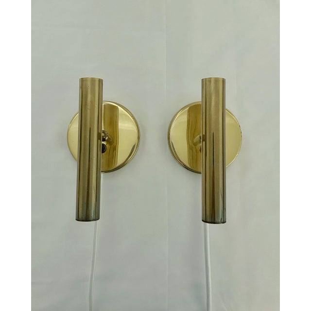 Metal Mid-Century Modern Danish Brass Wall Lamps by Mejlstrøm for MS Belysning, 1960s, Set of 2 For Sale - Image 7 of 7