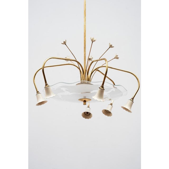 1940s Vintage Six-Light Pendant Light, 1940s For Sale - Image 5 of 9
