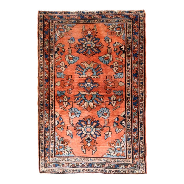 1920s Handmade Antique Persian Lilihan Rug For Sale