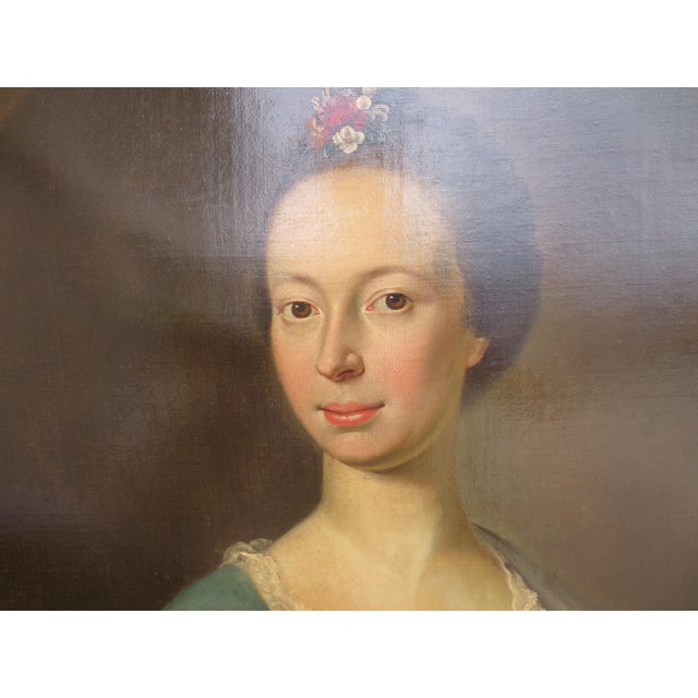 Traditional !8th Century Portrait of Noble Lady School Scottish/English Ramsey? For Sale - Image 3 of 15