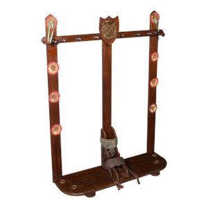 Vintage Barcelona Polo Mallet Stand, Spanish, Oak, Tack, Coat Rack, Mid Century