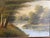 Oil on canvas primitively rendered of a rural cottage adjacent to a river. Artist unknown--no signature. Size listed is...