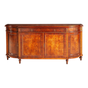 Italian Walnut Burl Serpentine Sideboard With Curved Doors