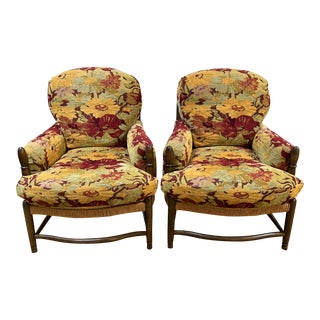 Lockhart Collection Custom Floral Cabot Lounge Chairs - a Pair For Sale