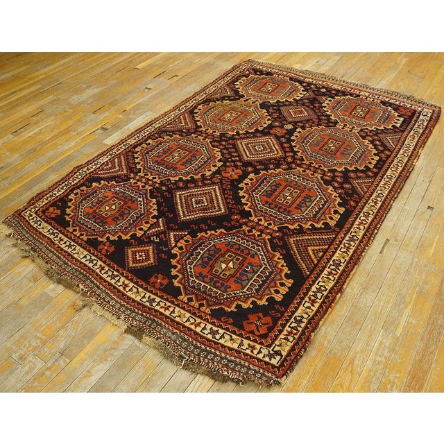 1910s Wonderful Navy Blue Background With Vibrant Details Geometric Pattern Antique Persian Tribal Afshar Rug For Sale - Image 5 of 14