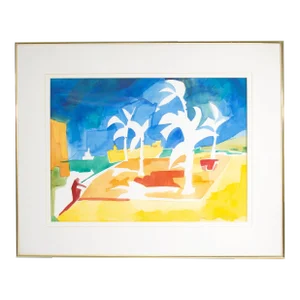 1999 Abstract Watercolor of Palm Trees by Norma Jean Bruckner
