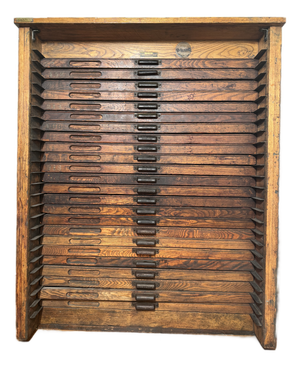 Antique Hamilton 24 Drawer Printer’s Flat File Industrial Cabinet C. 1920-1930