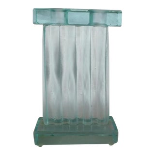 1970s Pale Aqua Glass Double Taper Candle Holder For Sale