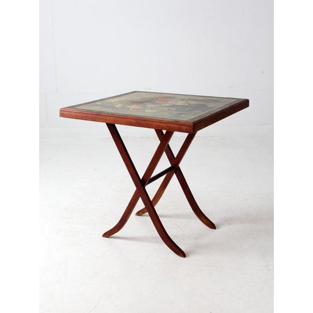 Vintage Tilt-Top Table With Floral Still Life For Sale - Image 9 of 12