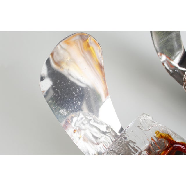Metal Murano Glass Wall Sconces from A.V. Mazzega, 1970s, Set of 2 For Sale - Image 7 of 11