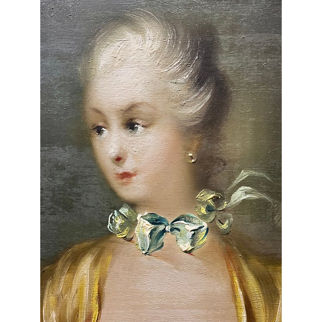 Lady with Scarf and Pearl Necklace, 20th Century, Painting, Framed For Sale - Image 4 of 8