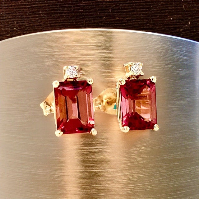 Natural Finely Faceted Quality Tourmaline Diamond Earrings 14k Gold 2.13 TCW Certified $1,950 018680 This is a Unique...