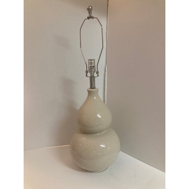 Ceramic Beige Ceramic Gourd Table Lamp For Sale - Image 7 of 7