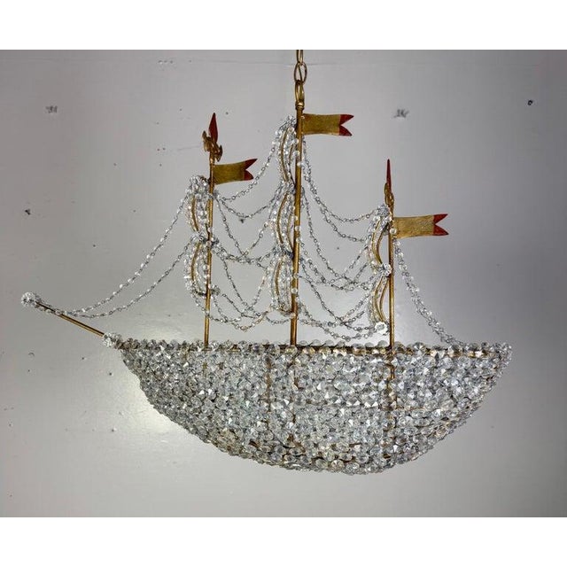 Art Deco Redondo Crystal Beaded Ship Chandelier by Miamar Home For Sale - Image 3 of 13