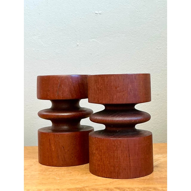 Vintage Mid-Century Modern Wood Candle Holders - A Pair For Sale - Image 11 of 12