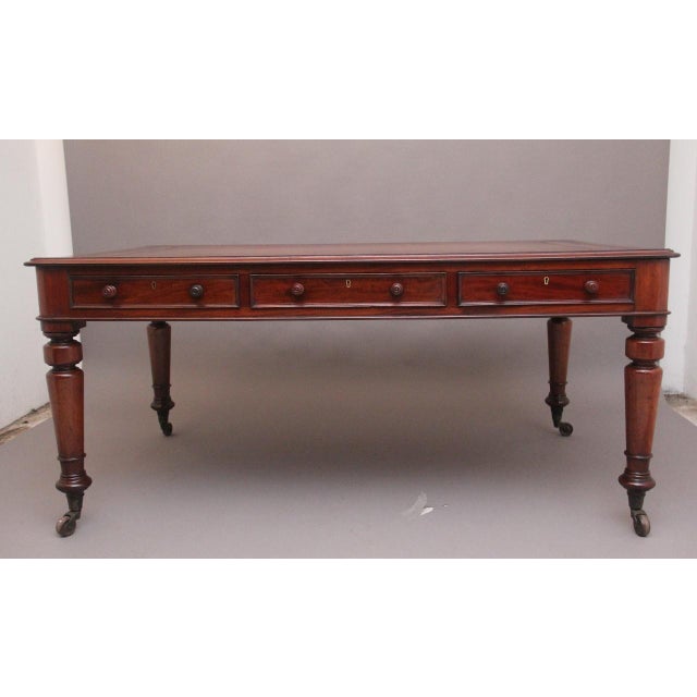 Antique Mahogany Partners Writing Table, 1840s For Sale - Image 6 of 11