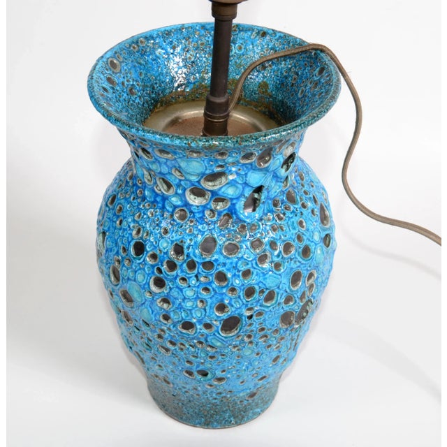 Stunning handmade French Country turquoise glazed Ceramic Table Lamp from Vallauris (village on the French Riviera where...