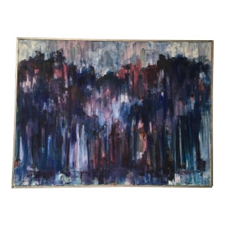 Large Signed Abstract Expressionist Painting by Schaeffer in Custom Silver Frame For Sale