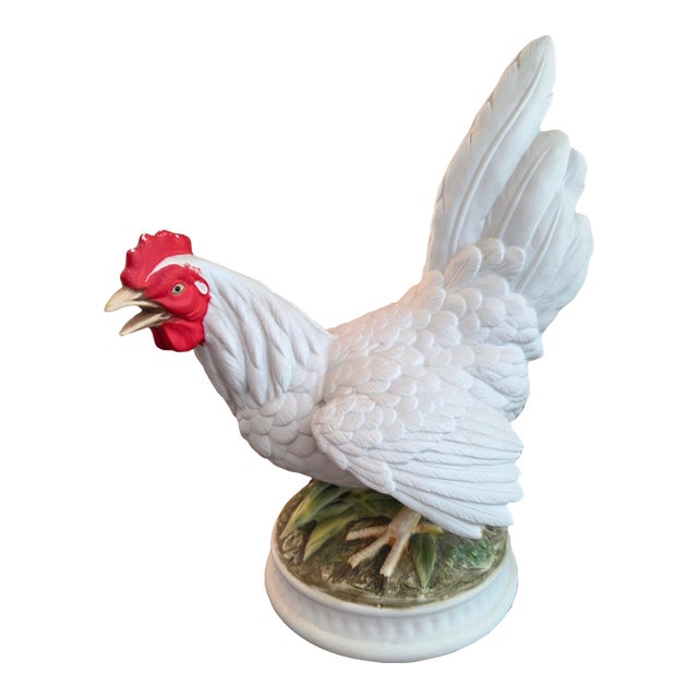 Vintage Hen Chicken - Hand-Painted Bisque Porcelain Statue From Andrea by Sadek For Sale