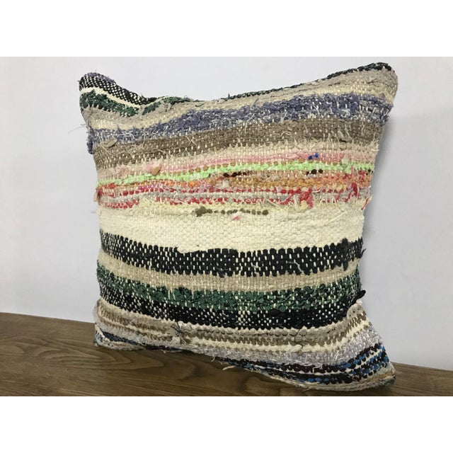 Turkish Distressed Striped Design Handmade Kilim Pillow Chairish