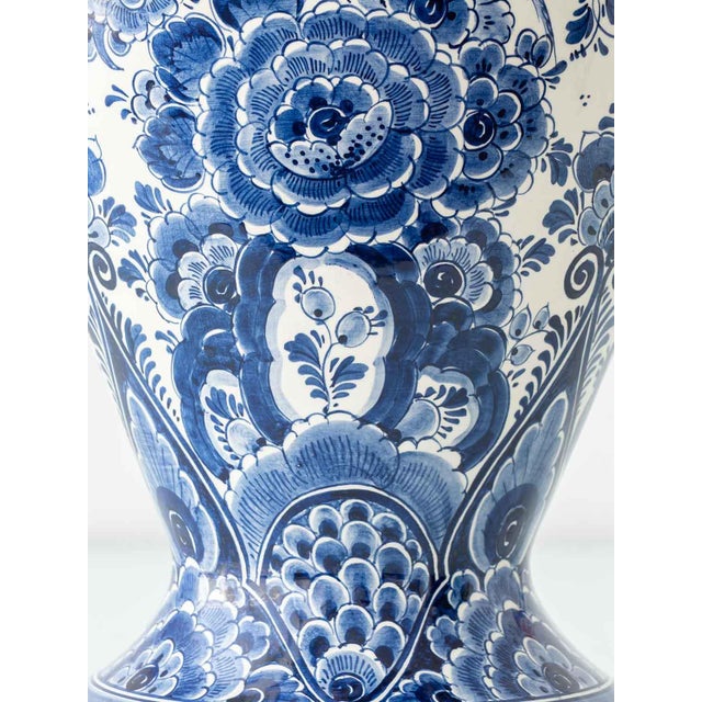 Monumental Hand-Painted Delft Blue and White Earthenware Vase by Velsen, 1950s For Sale - Image 4 of 10