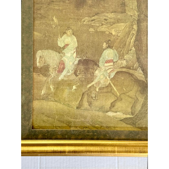 Mid 20th Century Vintage Diptych Print After Antique 11th C. Chinese Sung Dynasty the Tribute Horse Silk Painting For Sale - Image 5 of 7
