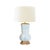 Handpainted gourd shaped tole (metal) table lamp in Blue Blooms Pattern. 17" Diameter Silk Cream Shade UL approved for one...